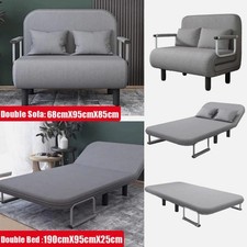 New Double Folding 5 Position Convertible Sleeper Armchair Chair Sofa Bed  Grey