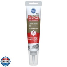GE Advanced Silicone Caulk for Kitchen and Bathroom, White, 2.8 fl oz Tube, 1