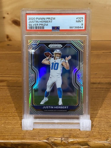 2020 Prizm Justin Herbert 325 RC Silver Prizm PSA 9 Rookie Chargers NFL