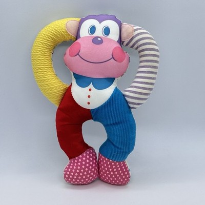 VTG 1986 PLAYSKOOL Baby Touch  ems Monkey #5335 Lovey Rattle Stuffed Toy Animal