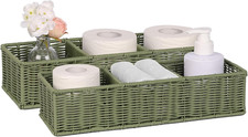 Toilet Paper Basket Decor: Sage Green Water-Resistant Organizer - 3-Section Bask