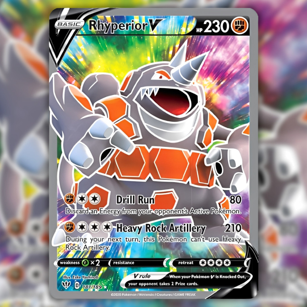 Pokemon Rhyperior V 181/189 Ultra Rare Full Art Pokemon Card (Darkness Ablaze)