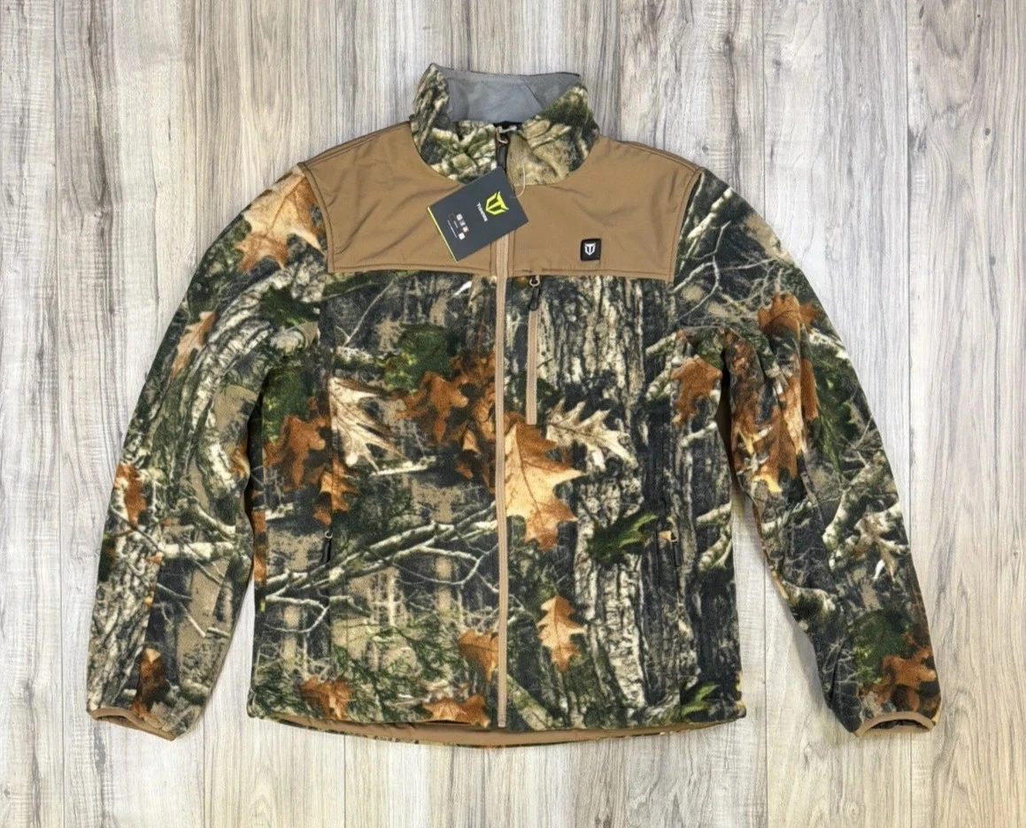 TIDEWE Camo Fleece Hunting Jacket Zip Up Heated Mens Size Small NEW