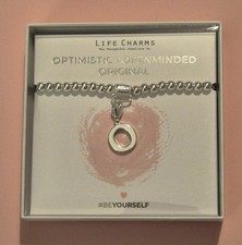 LIFE CHARMS Bracelet Letter 'O', Optimistic,  Openminded, Original Silver Plated