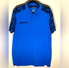 Oakley Hydrolix Short Sleeve Pocket Polo Shirt Camo Blue Golf Mens XL  A 