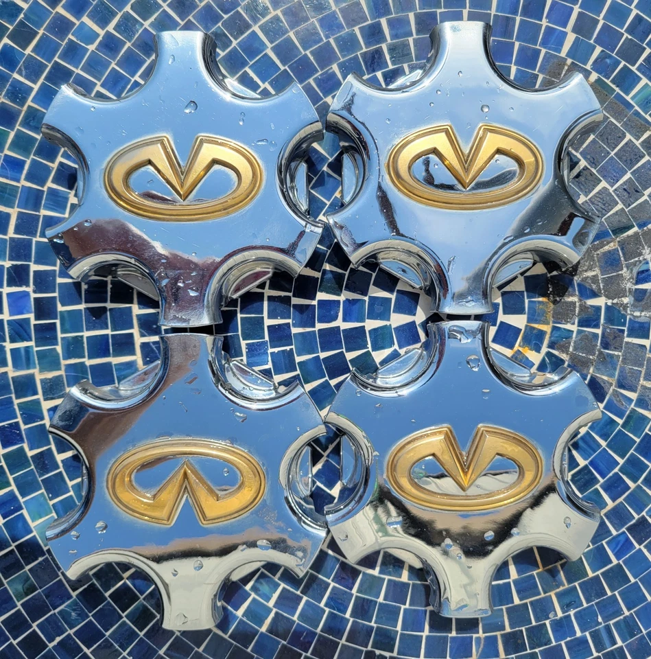 罕见 4 件套金徽章原始设备制造商 2001 2002 2003 英菲尼迪 QX4 车轮中心盖轮毂 — 第 2/4 张图片