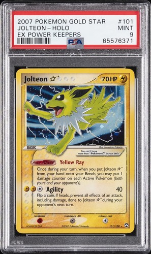 2007 POKEMON EX POWER KEEPERS GOLD STAR #101 JOLTEON-HOLO PSA 9