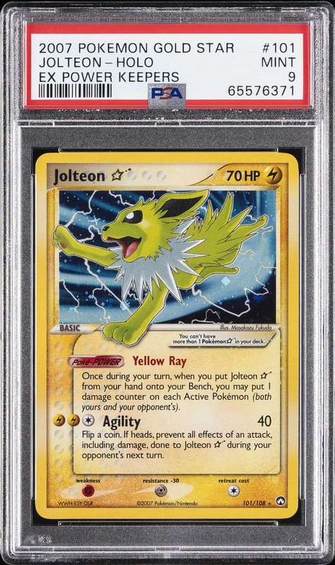 2007 POKEMON EX POWER KEEPERS GOLD STAR #101 JOLTEON-HOLO PSA 9