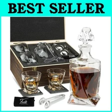 Deluxe Whiskey Decanter Set with XL Steel Stones