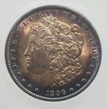 MONSTER 1896 Morgan Dollar Gorgeous Purplish Bullseye Toning. Pci Ms65+
