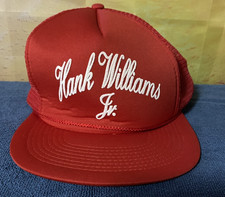 VTG 1980s Hank Williams Jr Trucker Hat Red Snapback Country Music Tour Speedway