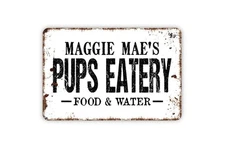 Personalized Pups Eatery Sign - Custom Dog Metal Wall Art