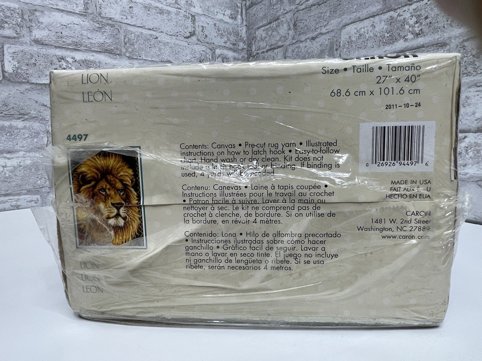 Vintage Latch Hook Kit Lion Caron Wonderart Large 27”x 40” NIB Rare Craft HTF