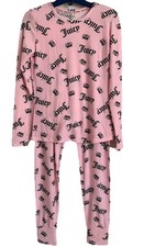 Juicy Couture Pajama Set Pink Logo Print Sleepwear 2 Piece Womens Small