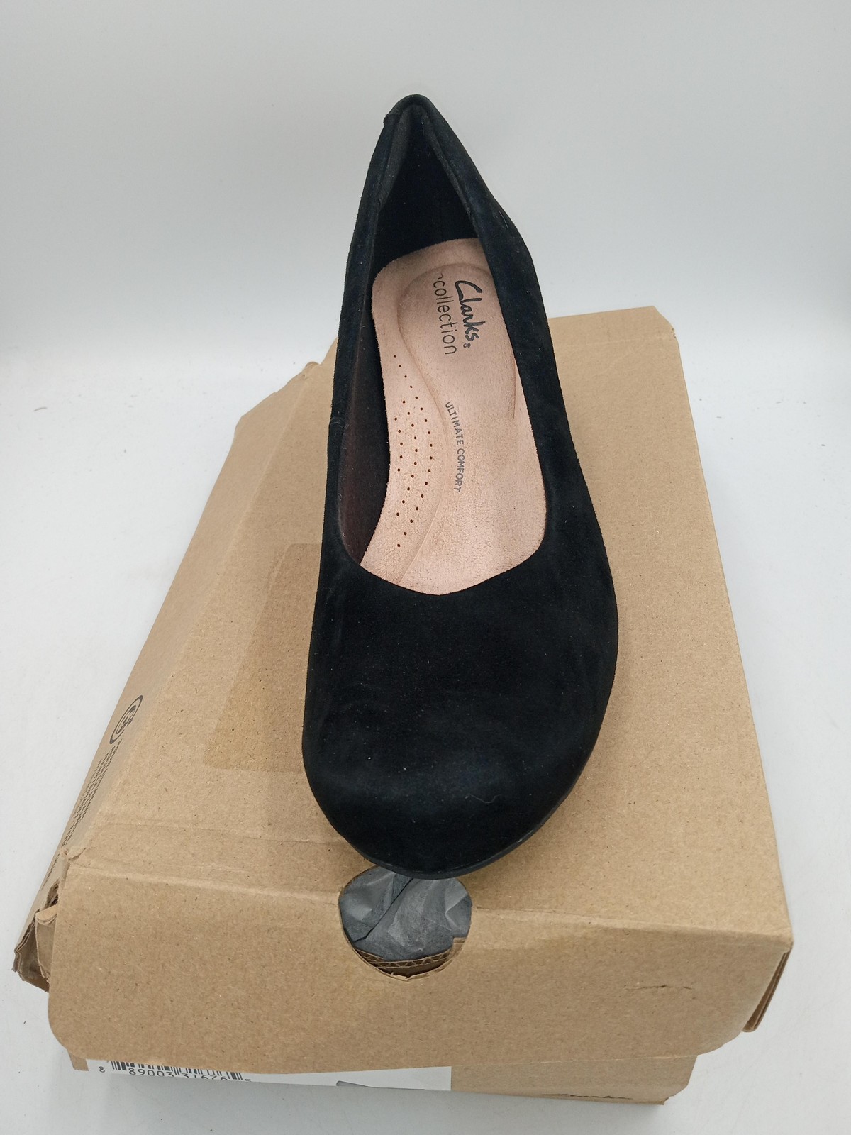Clarks Shoes Womens Size 7.5 Black Flores Tulip Suede Wedge Comfort Pumps