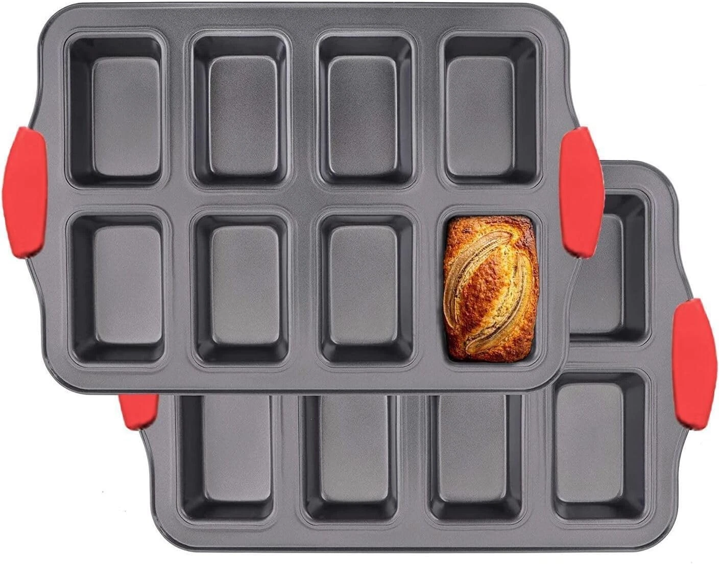 Sivaopa 2 Pack Mini Loaf Pan, 8 36 cm (W) x 3.8 (L) x 24 (H), Silver