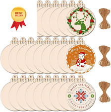 Max Fun 60PCS 3.5" DIY Wooden Christmas Ornaments Unfinished Predrilled Wood... 