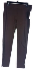 NWT Utopia Hue Dark Chocolate Brown Women's L Cotton Leggings with Slits