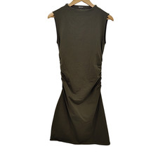 Quince Women Stretch Cotton Jersey Mock Neck Mini Dress Kalamata Olive S