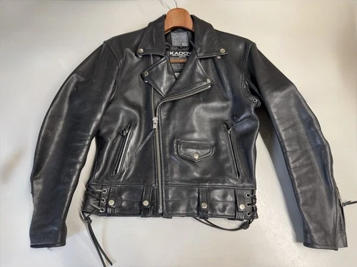 KADOYA  Leather Double Riders Motorcycle Jacket Black Made in Japan Size L image 4