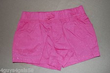 Girls Woven Shorts PINK w/ GLITTER SPARKLES Elast Waist, Pockets M 7-8 L 10-12