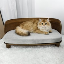 Wisfor Wooden Elevated Pet Bed Pet Dog Chair with Cozy Sponge Pad Waterproof Bed