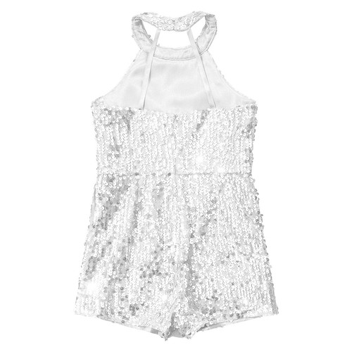 Kid Girls Halter Neck Sequin Romper Sleeveless Jumpsuit Backless Party Dress Up - Picture 34 of 73