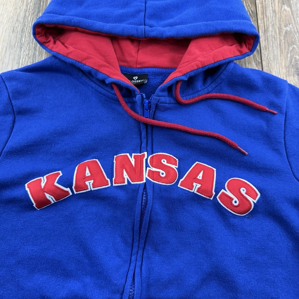 Sudadera con capucha vintage Kansas Jayhawks para mujer XL azul equipo de baloncesto sudadera con cremallera Foto 4 de 4