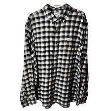 Carhartt Men 2XL Heavy Flannel Relaxed Fit LS Button Up Black Plaid Shirt NWOT