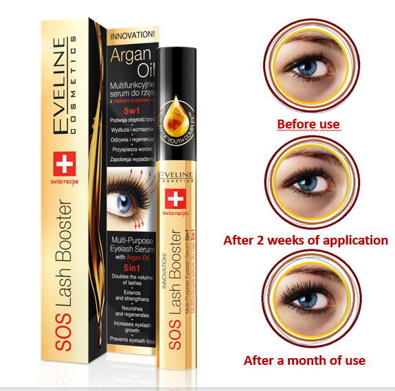Eveline SOS Lash Booster Conditioner 5in1 Argan Oil Eyelashes
