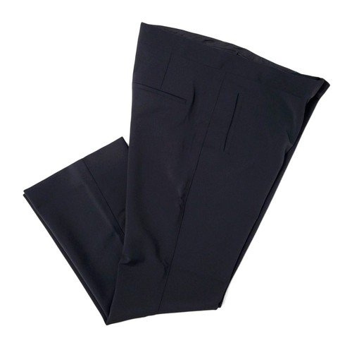 THE ROW Silk Lined Pants Women Size 14 Black Wide Leg Flat Front Casual Trouser