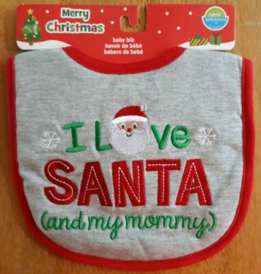 Neat Solutions Christmas Infant Baby Bib Thick & Soft I LOVE SANTA AND MY MOMMY 