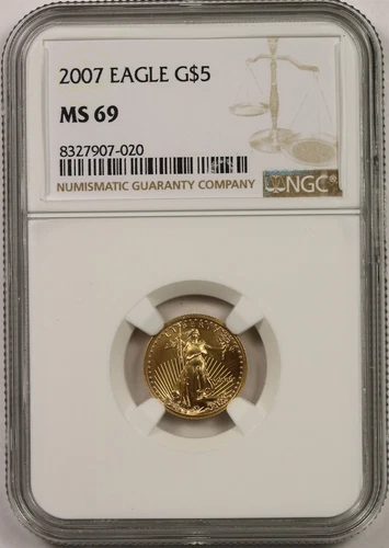 2007 Gold Eagle $5 NGC MS 69 (Tenth-Ounce) 1/10 oz Fine Gold 
