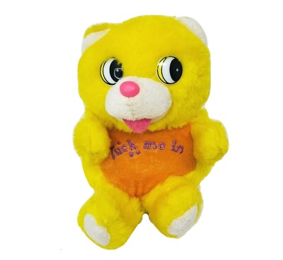 DAN DEE 6'' VINTAGE TUCK ME IN YELLOW FOLDING TEDDY BEAR STUFFED ANIMAL PLUSH TOY