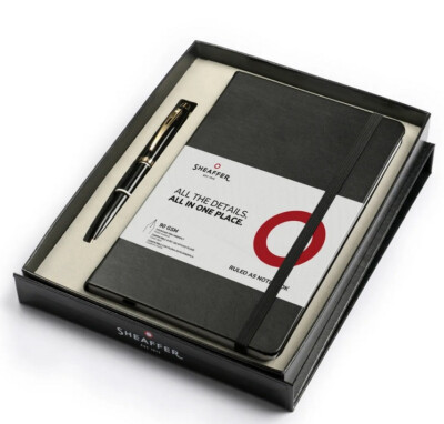 Sheaffer 100 Kugelschreiber G9322 Glänzende Schwarz Mit Gold Rand & A5 Ruled