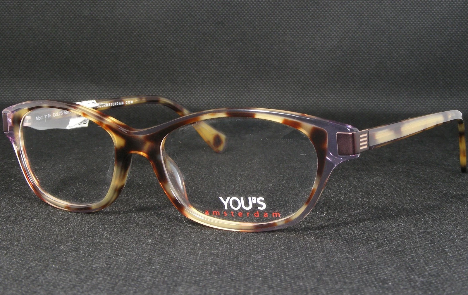 YOU'S Amsterdam 1116 75 Demi Brown  Crystal Lilac UNIQUE EYEGLASSES 50 15 135mm
