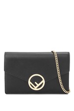 fendi logo calfskin leather wallet on a chain