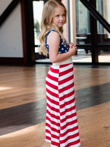 Children's Clothing National Flag Printing Vest Dress Mother And Daughter Clothi - Picture 3 of 6