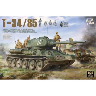 Border Model #BT-027 1/35 T34/85 With 5 RESIN FIGURE,Metal Gun,Workable Track
