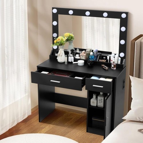 LED Schminktisch Frisiertisch mit 2/5 Schubladen und Steckdosen 1 Schrank Modern - Bild 36 von 67