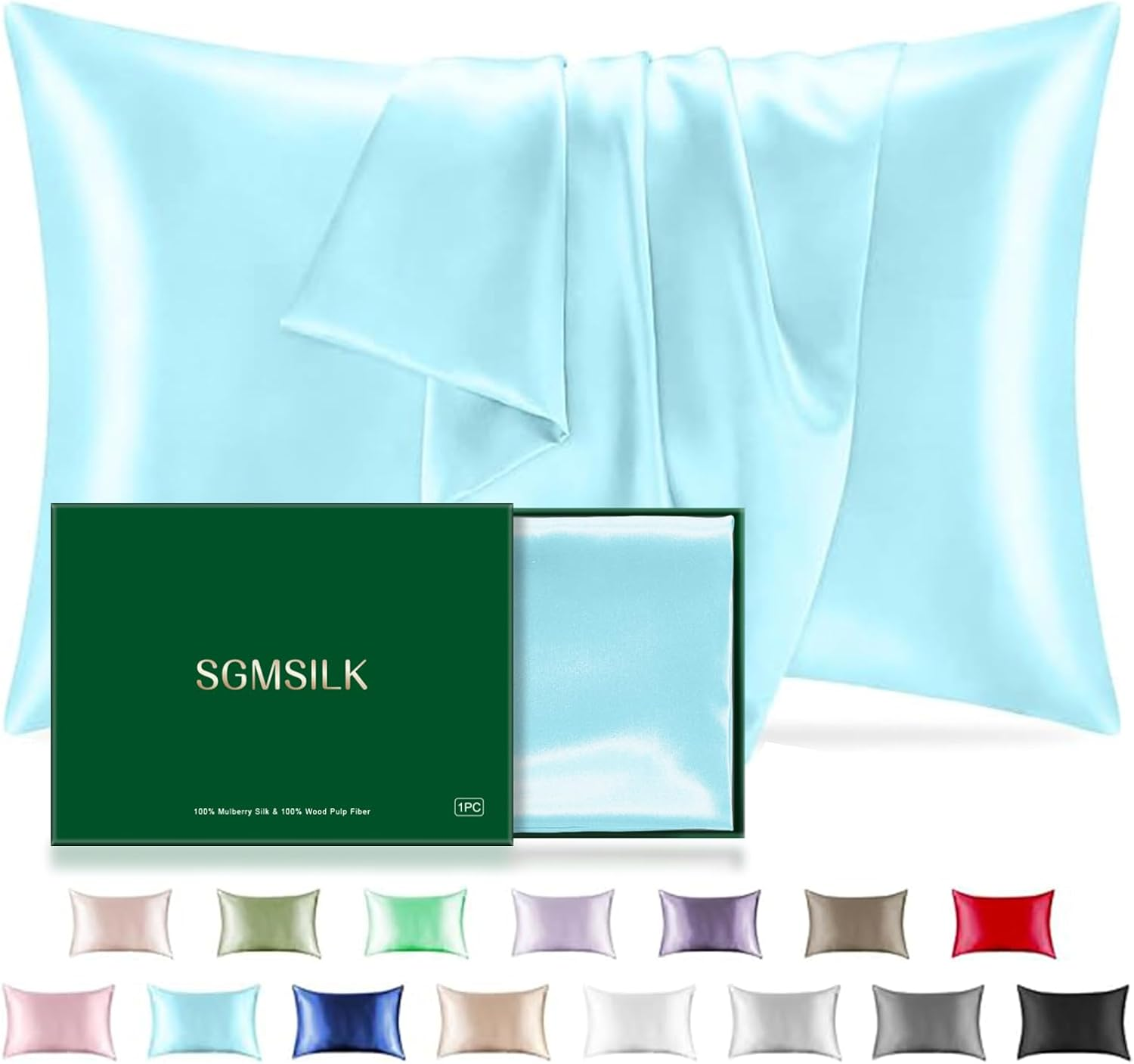 Mulberry Silk Pillowcase for Hair and Skin,  22 Momme Natural Silk Pillow Cases-image