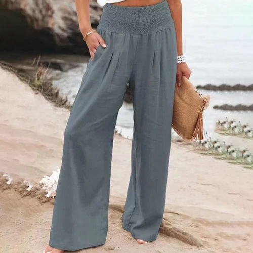 Linen wide-leg trousers for women - Picture 23 of 39