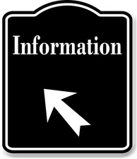 Information 45 Degree Up Left Arrow BLACK Aluminum Composite Sign
