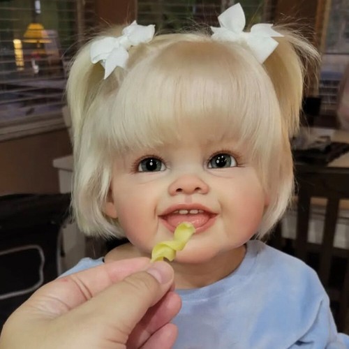 28" Already Painted Reborn Baby Doll Cute Toddler Girl Short Hair Cloth Body Toy - Picture 2 of 4