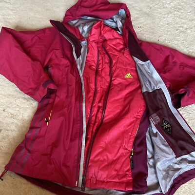 Adidas Damen 3 in 1 Goretex Jacke Plus Primaloft Insulated UK 12 Pink Ski Wandern