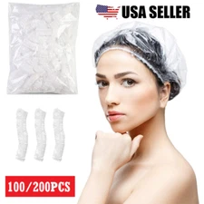 200Pcs Disposable Hotel Home Shower Bathing Clear Hair Elastic Cap Hats Bath Cap