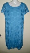 #38 Misses Dress 10P Petites Talbots Heavy Weight Robin Blue Lace Sheath Zipper