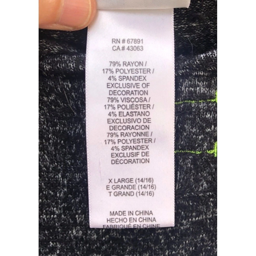 VETEMENTS Felpa con cappuccio NFL Team Apparel Seattle Seahawks nera Heather alta bassa ragazza taglia XL