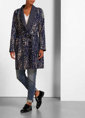 $1065 Authentic Rare WEEKEND MAX MARA Womens Wool Blend Animal Print Lining Coat