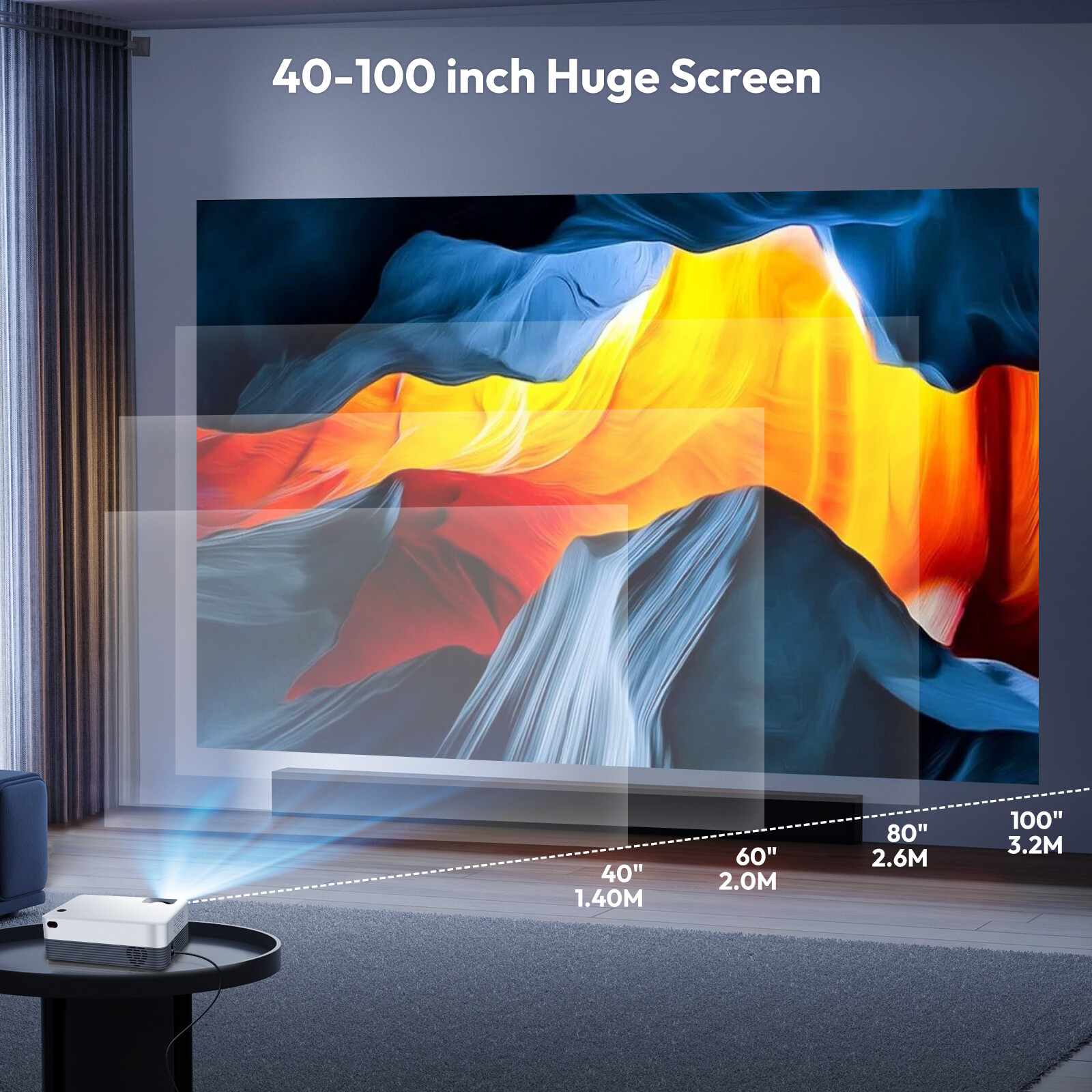 Smart Android Projector 4K UHD Portable WiFi Home Cinema Theater Bluetooth Movie